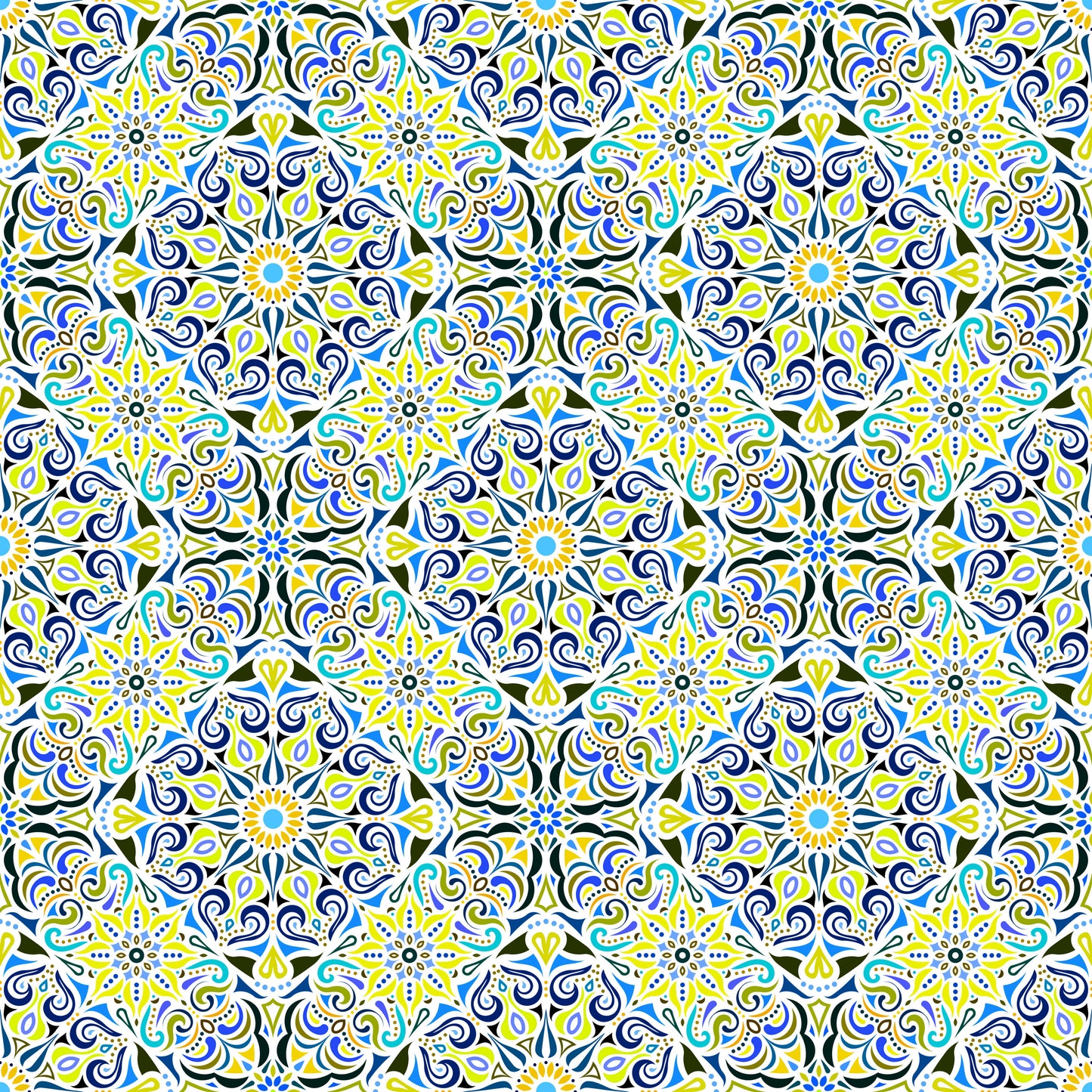 Yellow - Blue Mandala Fabric 2007.2i