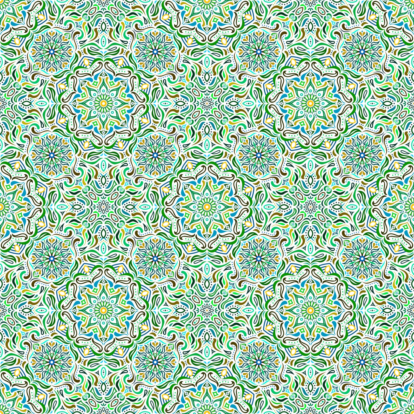 Green - Blue - Yellow Mandala Fabric 2009.4i
