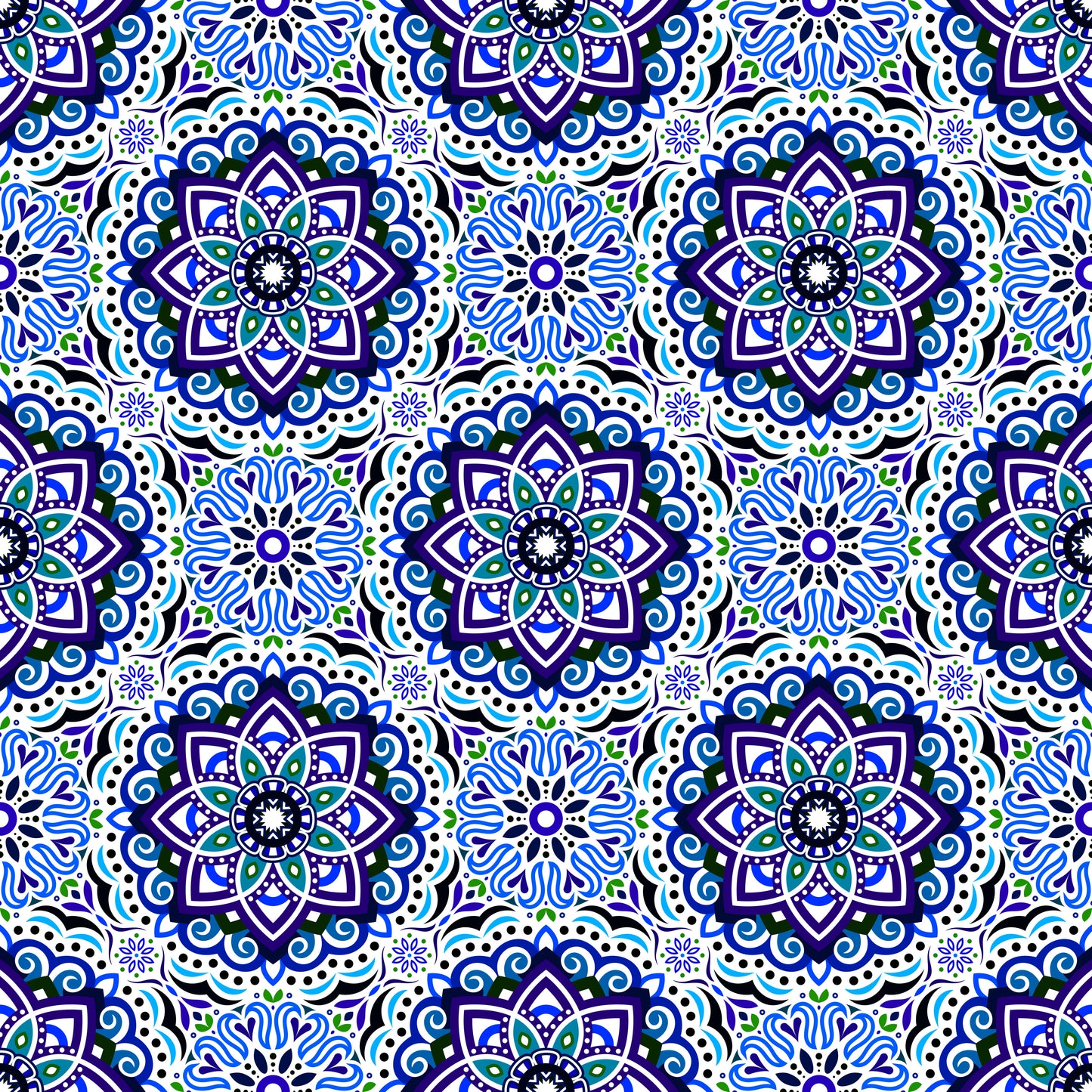 Blue - Green Mandala Fabric 2009.3i