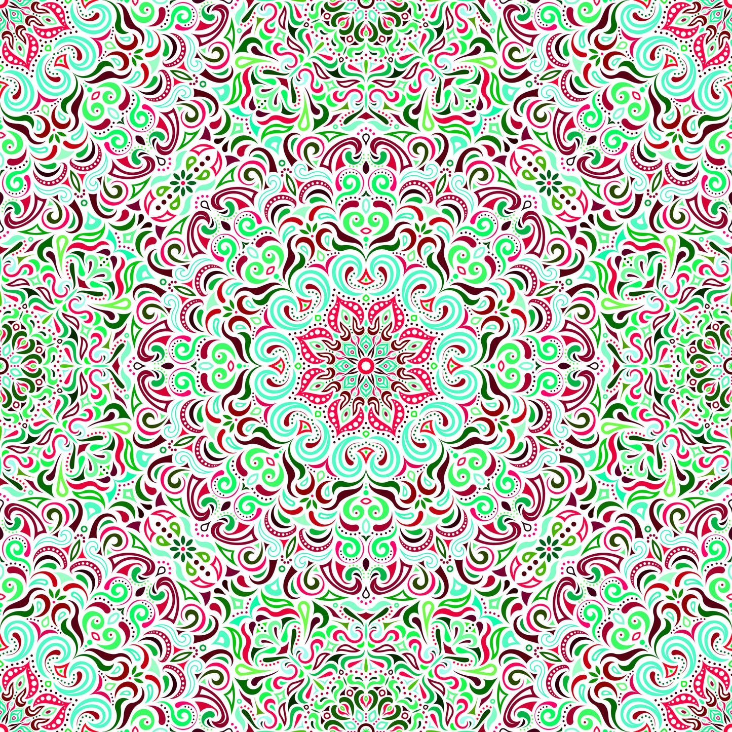 Green - Red Mandala Fabric 2007.1i