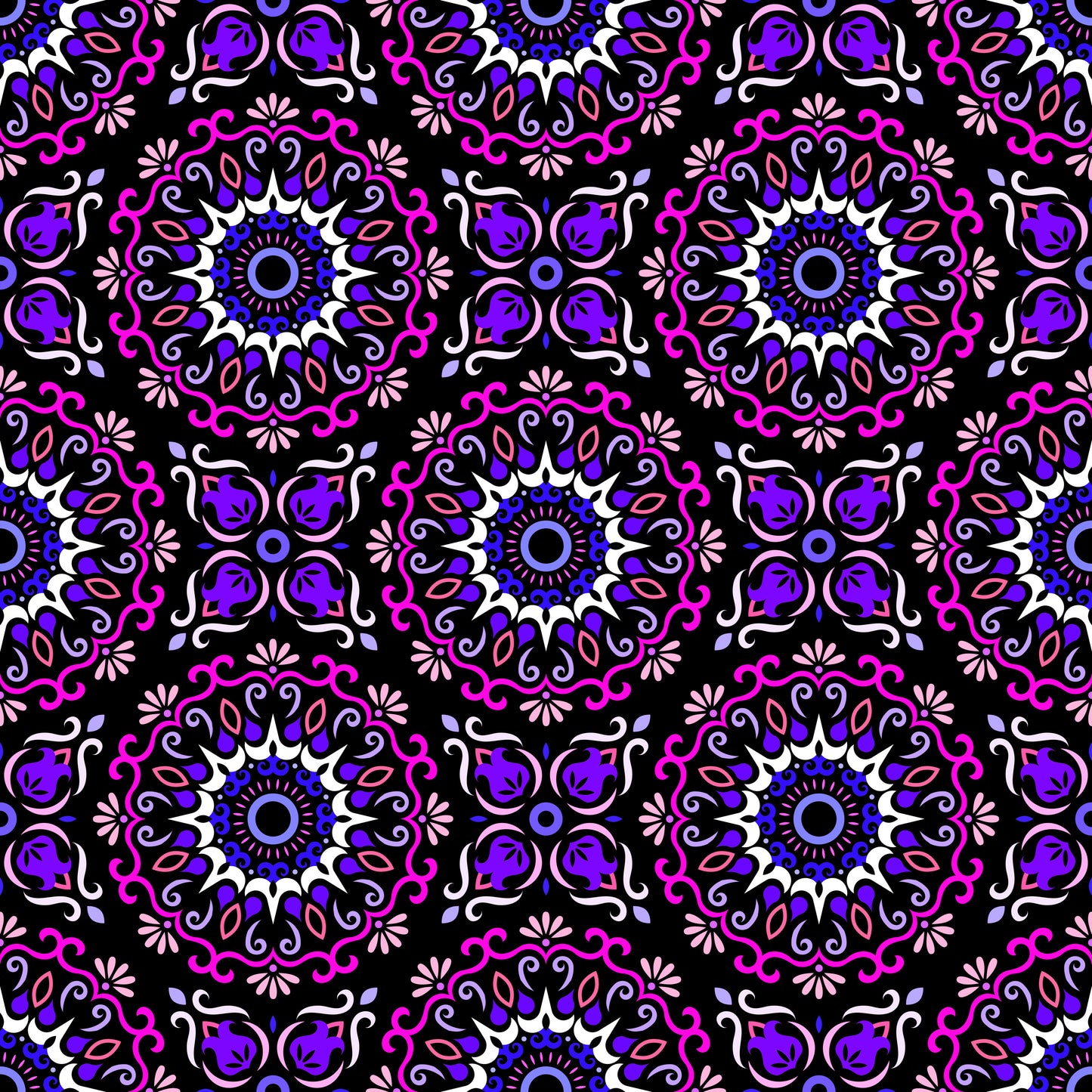 Pink - Purple - Blue Mandala Fabric - 174