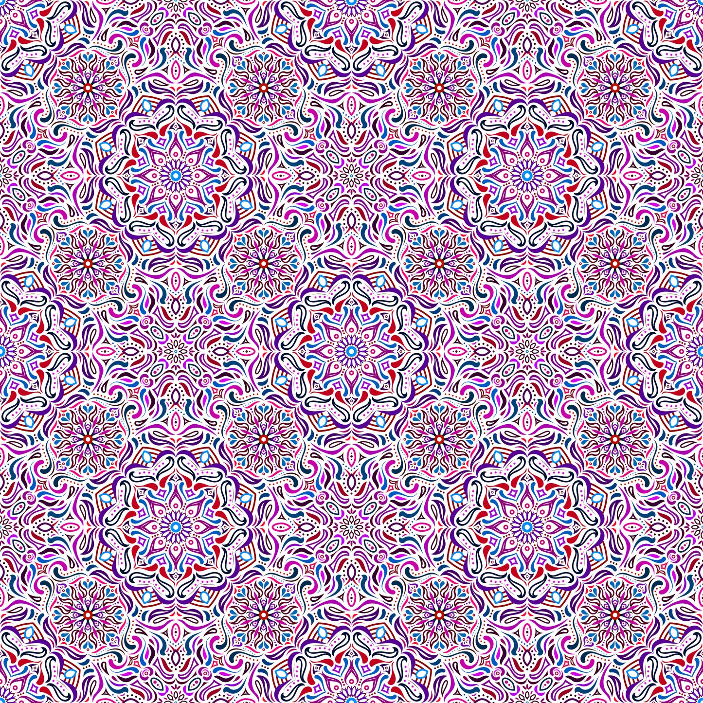 Purple - Red - Blue Mandala Fabric 2009.4i