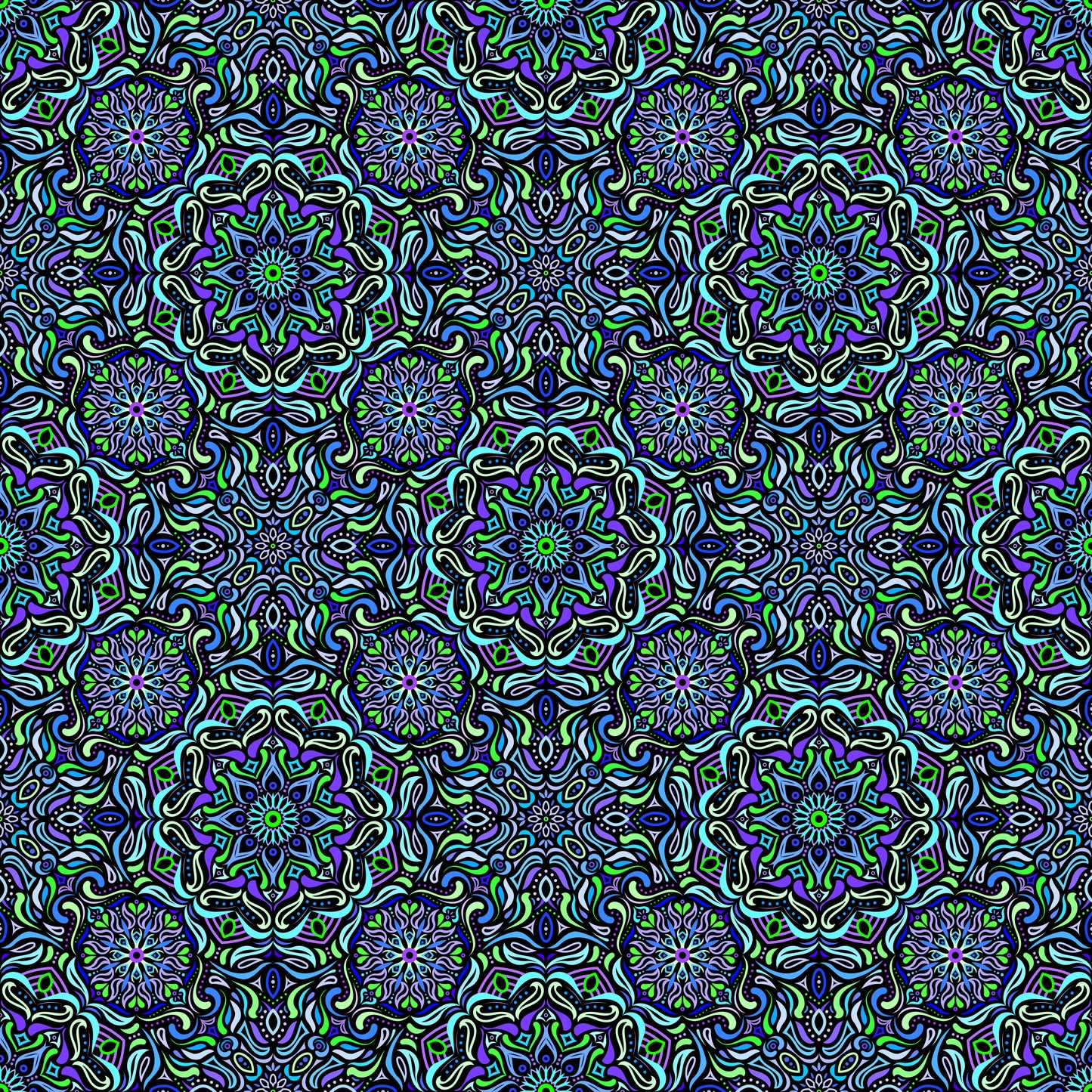 Turquoise - Blue - Green Mandala Fabric 2009.4