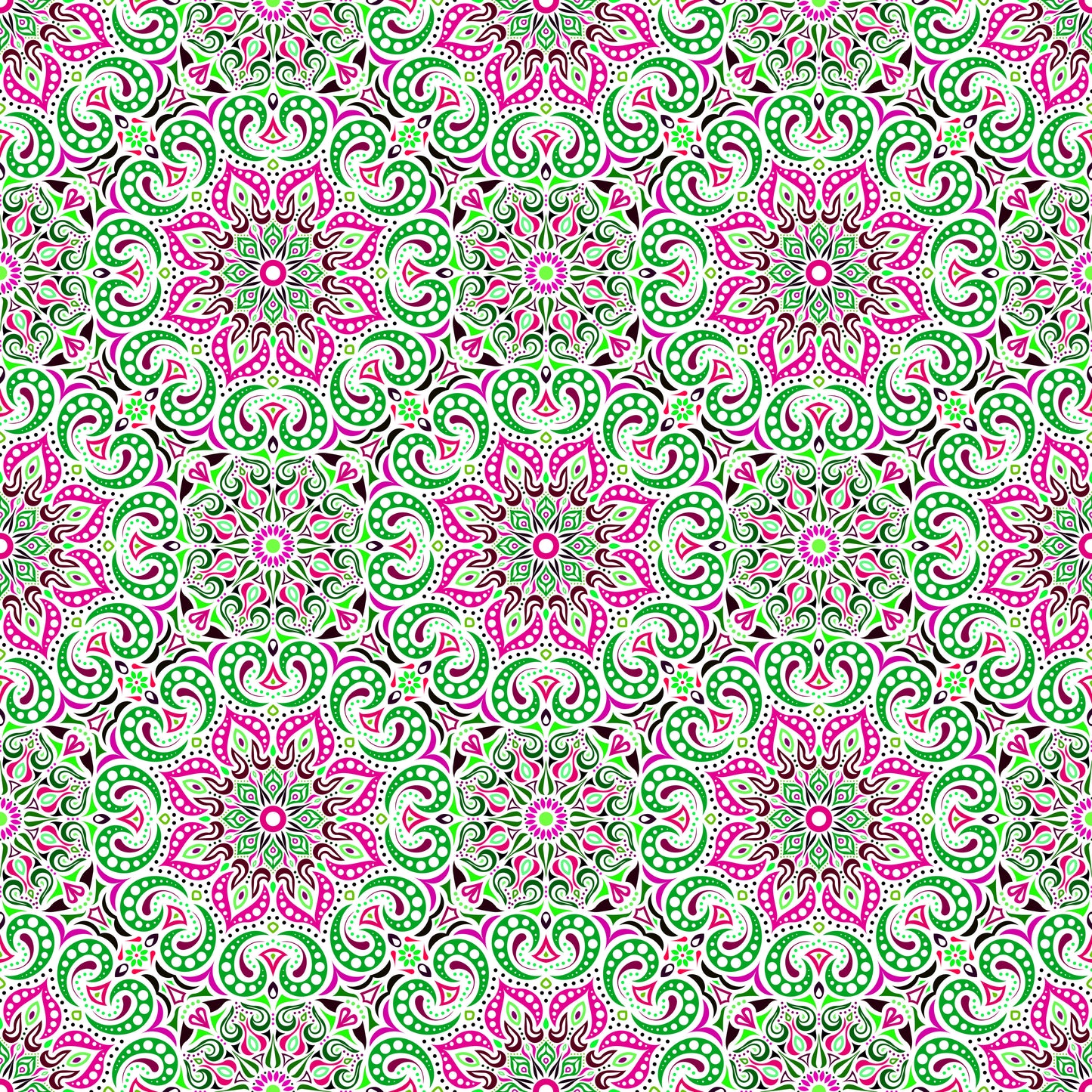 Green - Pink Mandala Fabric 2007.3i