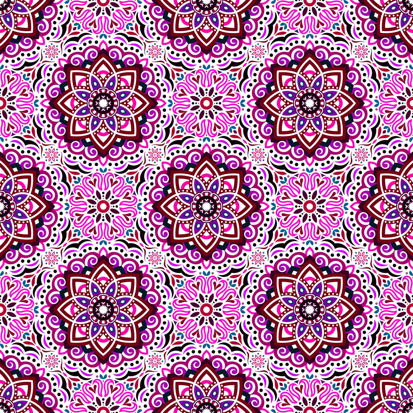Pink - Purple - Blue Mandala Fabric 2009.3i