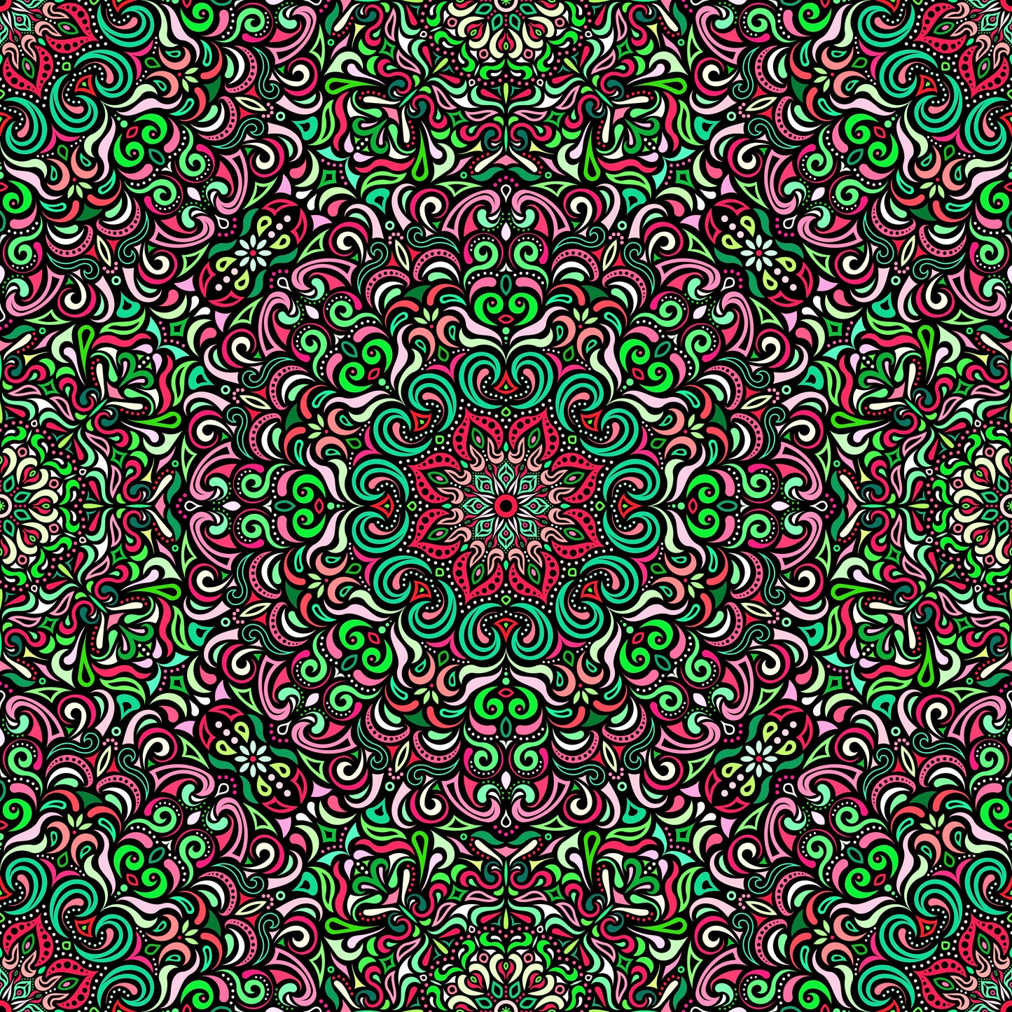 Green - Red Mandala Fabric 2007.1