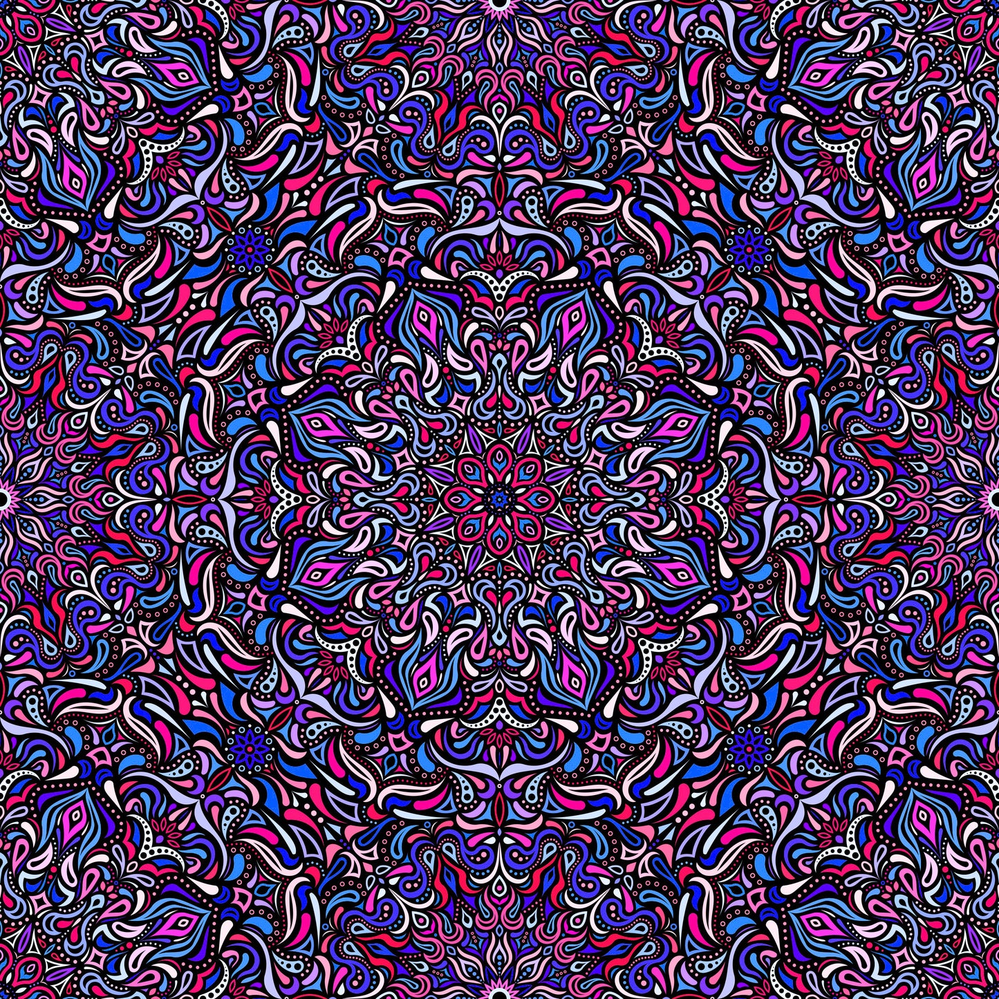 Blue - Pink - Purple Mandala Fabric 2008.1