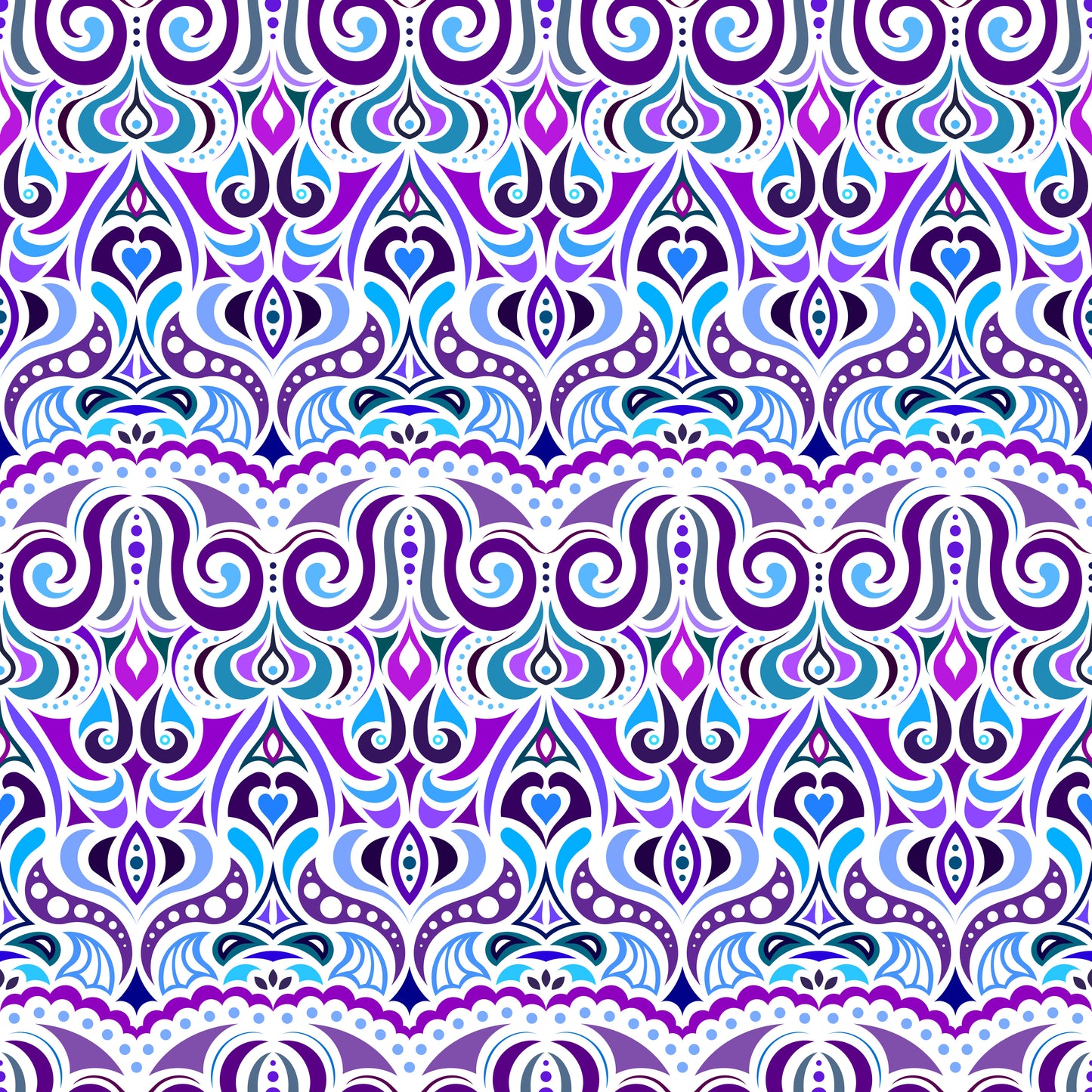 Blue - Purple Abstract Doodle Fabric 1010.2i