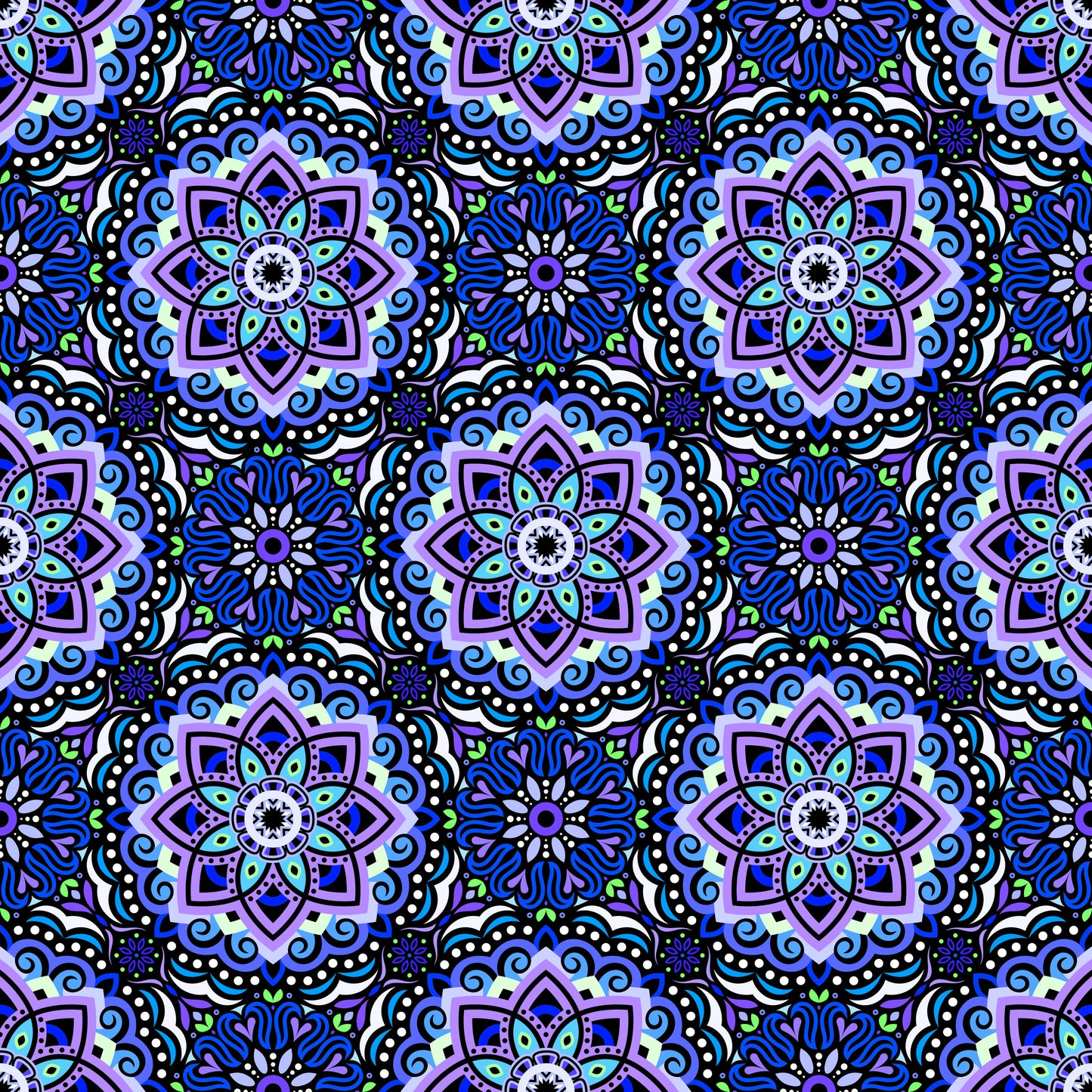 Blue - Purple - Green Mandala Fabric 2009.3