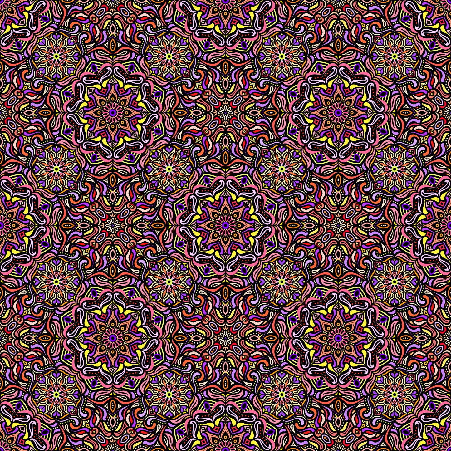 Orange - Yellow - Purple Mandala Fabric 2009.4