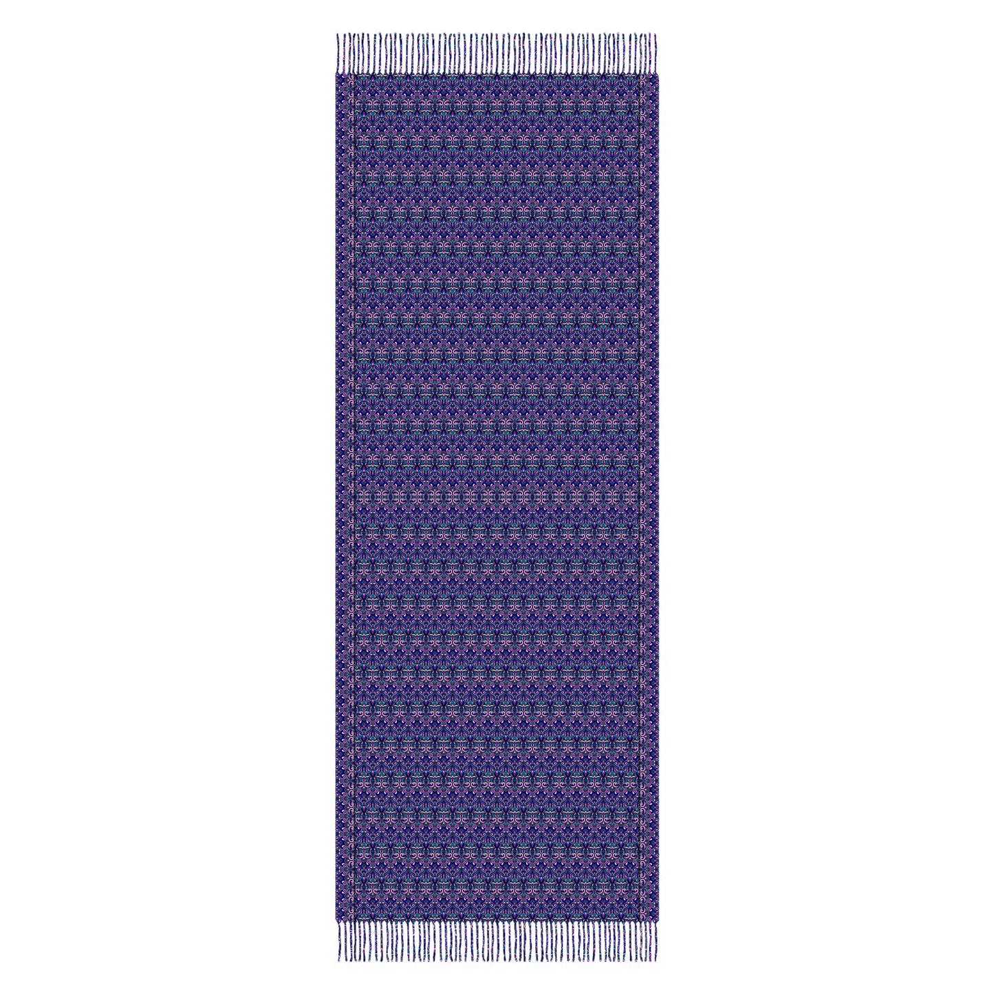 Purple - Pink - Blue Abstract Doodle Scarf with Tassels