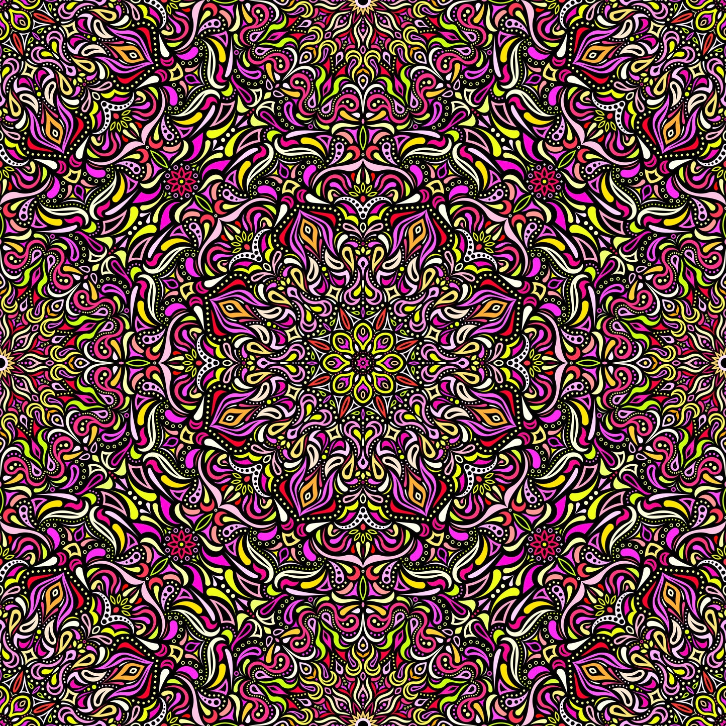 Yellow - Red - Pink Mandala Fabric 2008.1