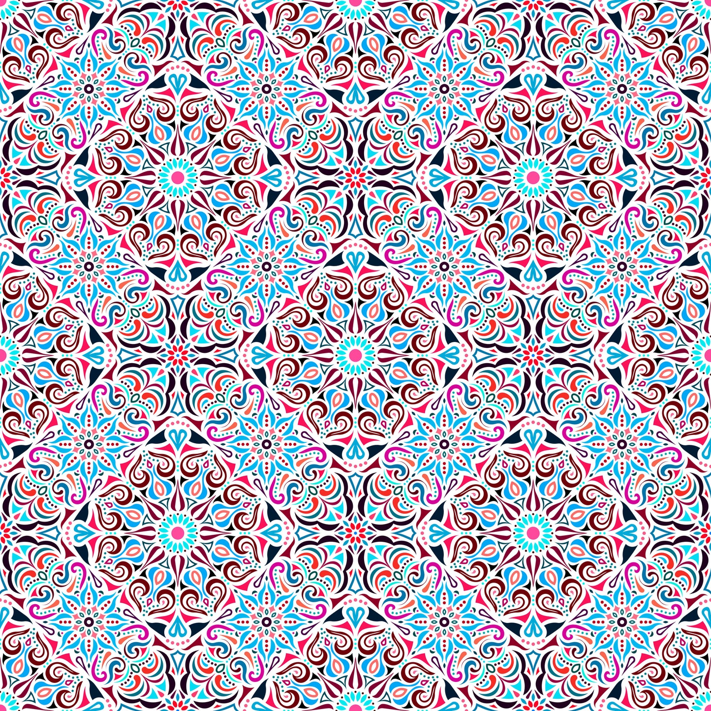 Blue - Red Mandala Fabric 2007.2i