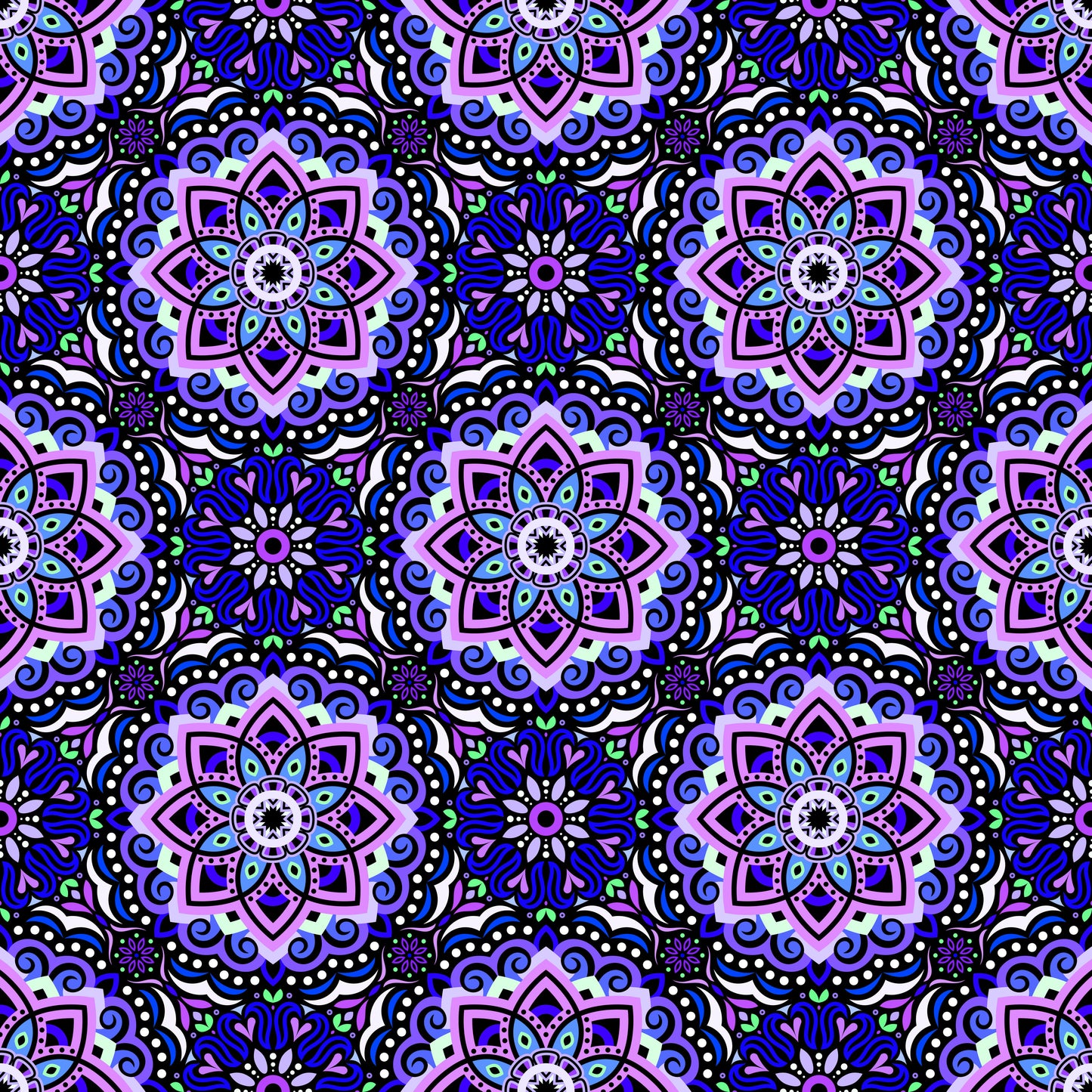 Purple - Blue - Green Mandala Fabric 2009.3