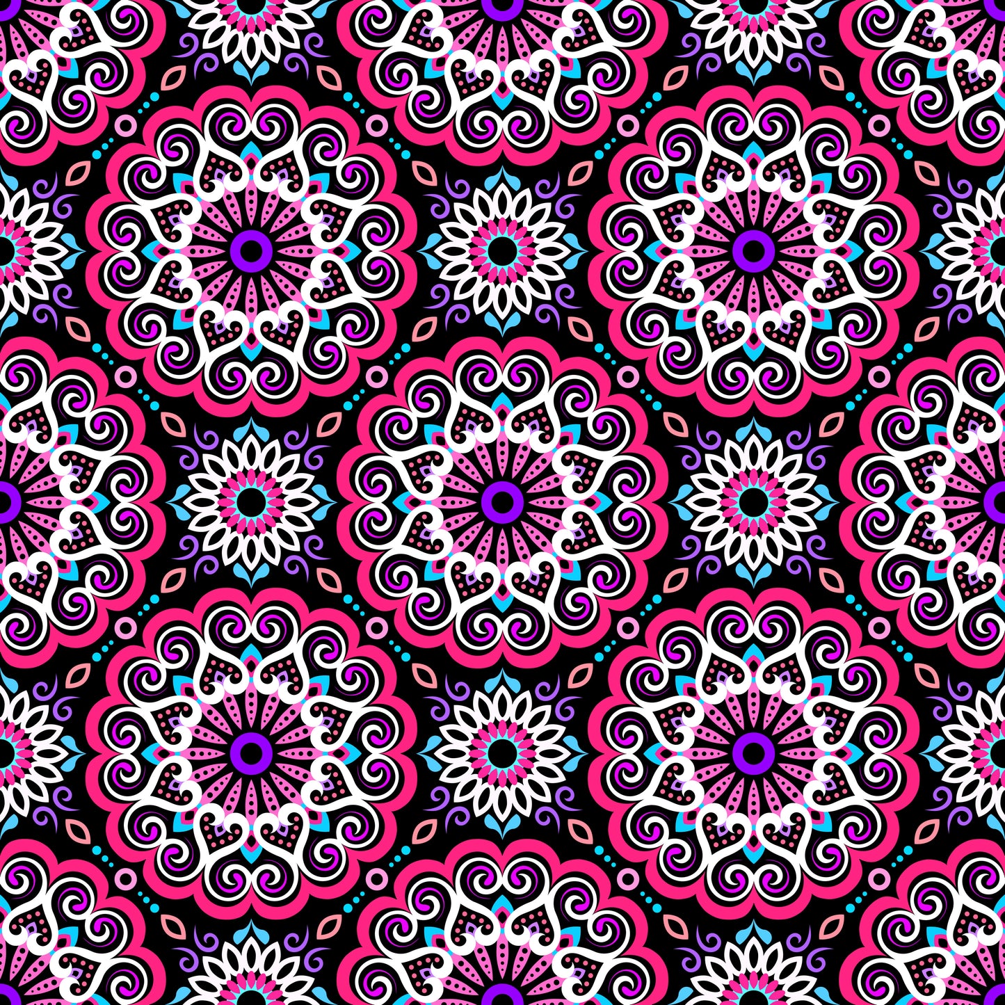 Pink - Purple - Blue Mandala Fabric - 179