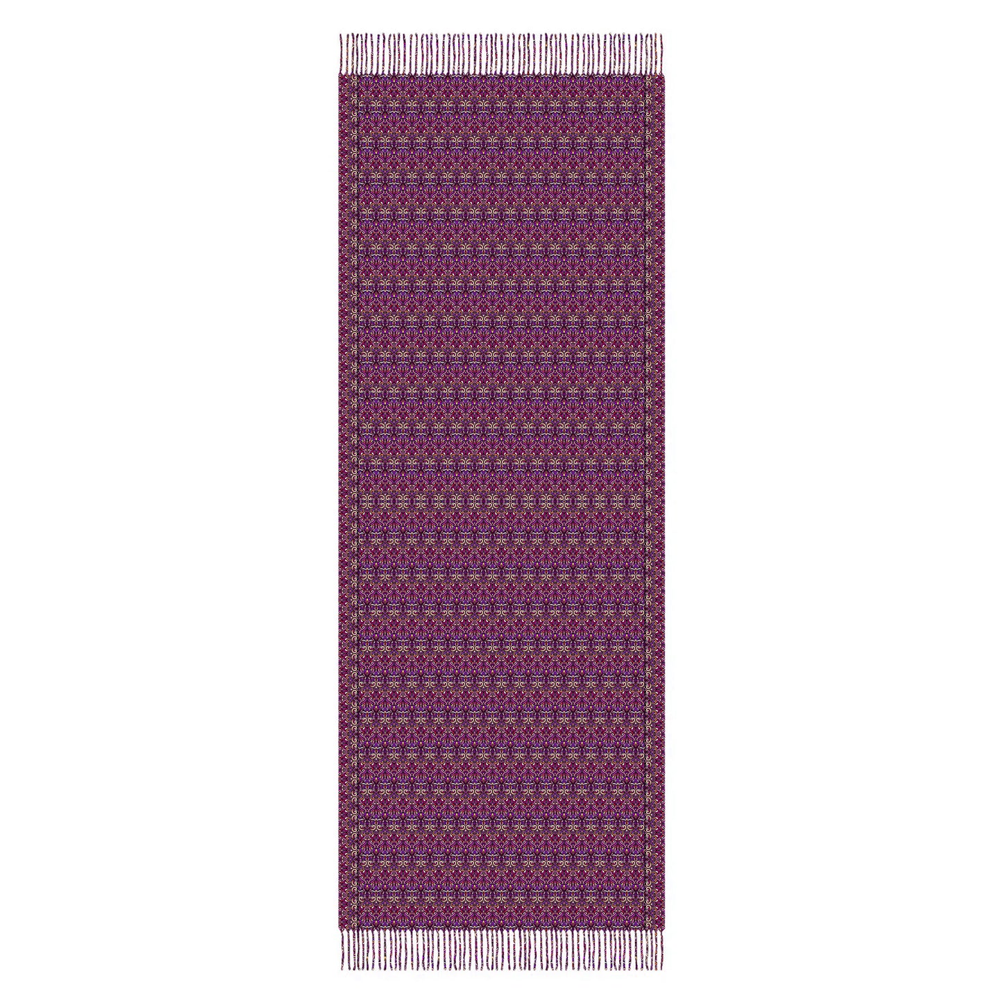 Pink - Purple - Orange Abstract Doodle Scarf with Tassels