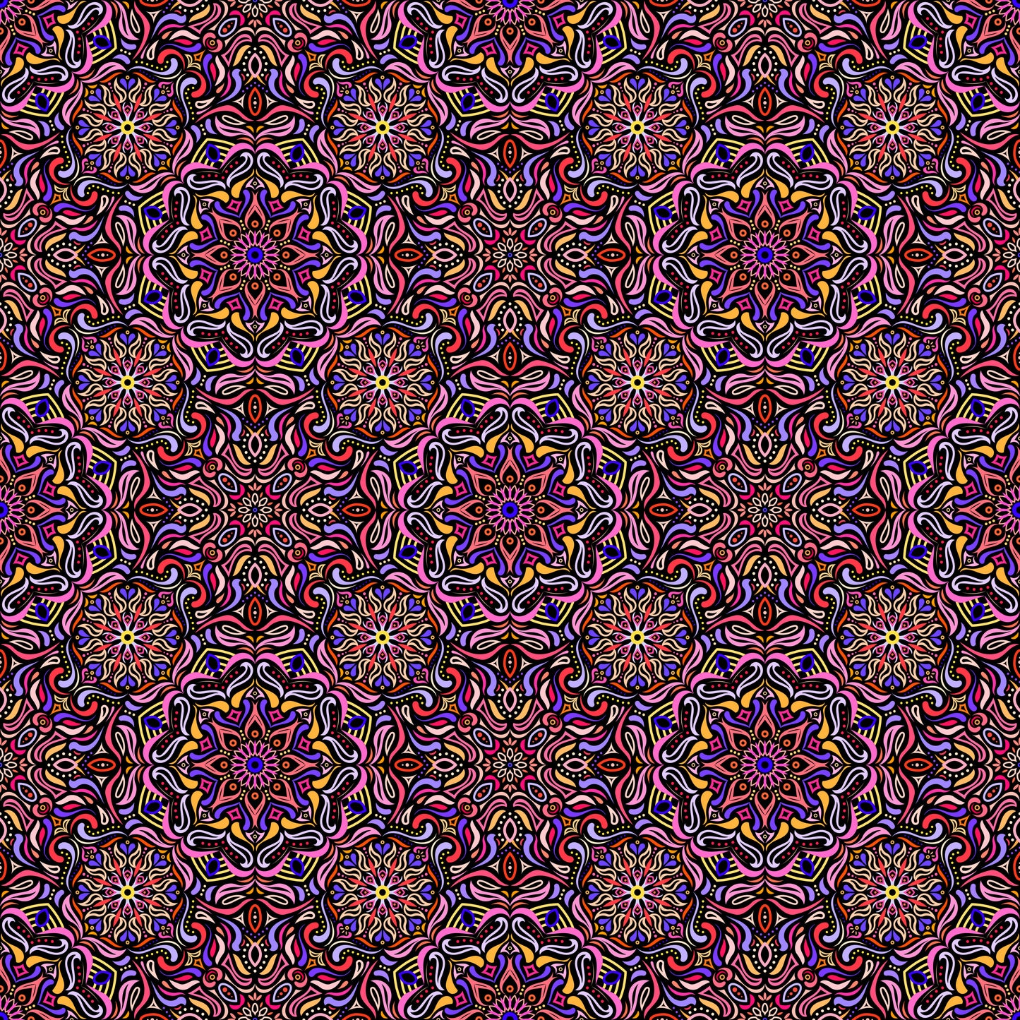 Pink - Yellow - Blue Mandala Fabric 2009.4