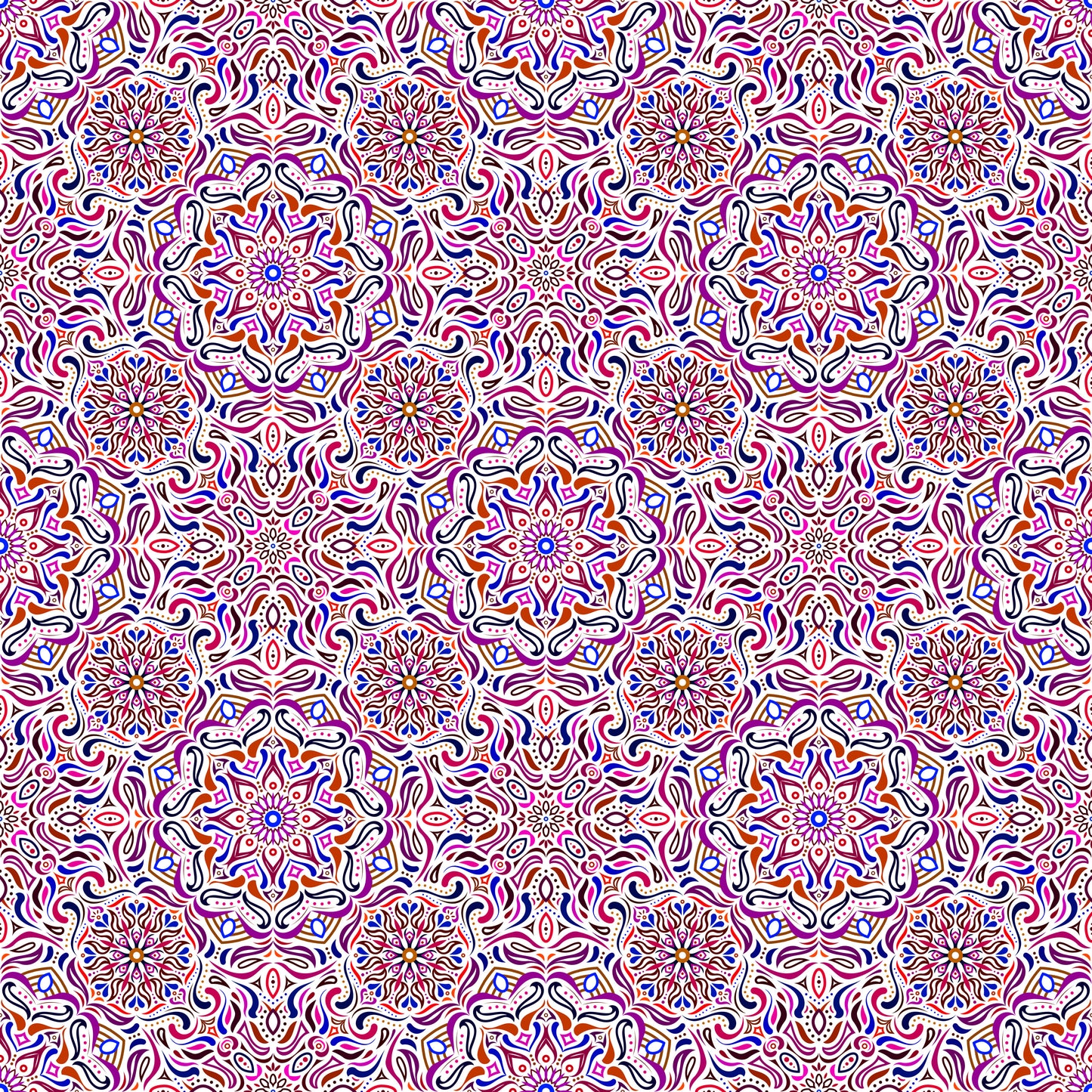 Purple - Red - Blue Mandala Fabric 2009.4i