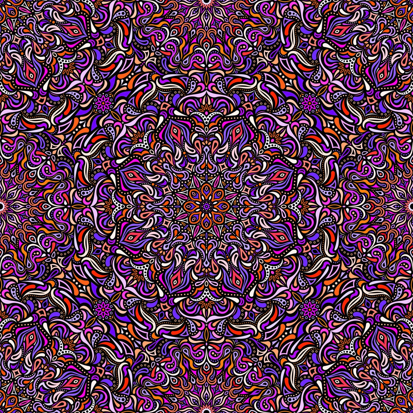 Orange - Pink - Purple Mandala Fabric 2008.1