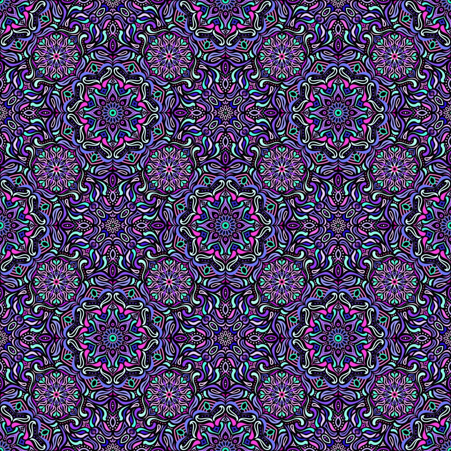 Purple - Turquoise - Pink Mandala Fabric 2009.4