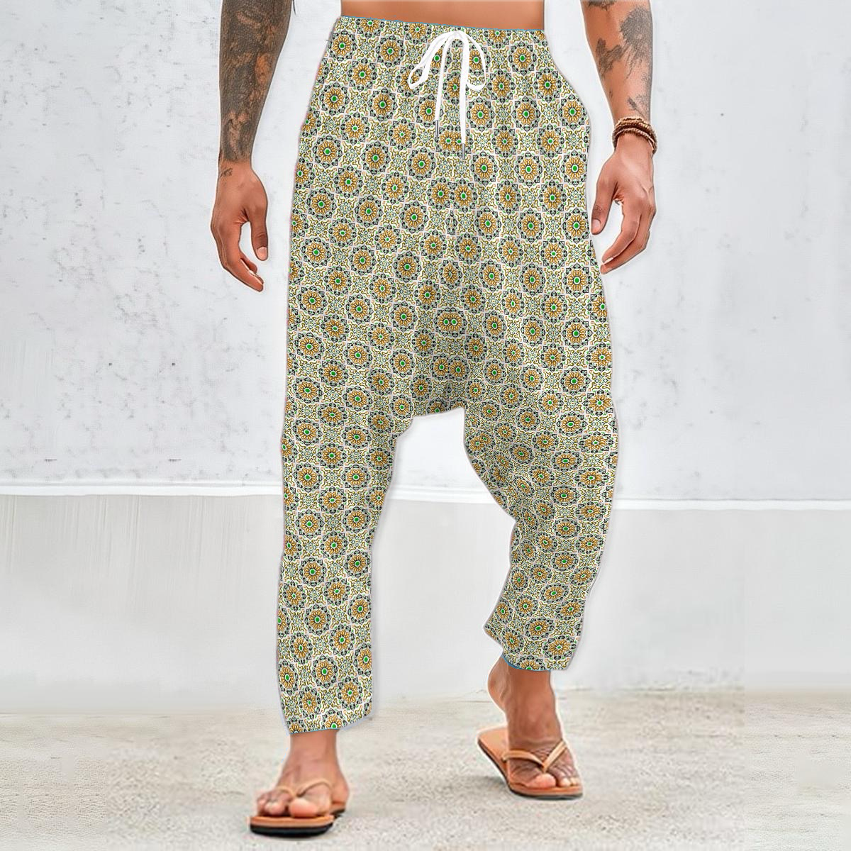 Yellow - Green Velvet Harem Pants 216i