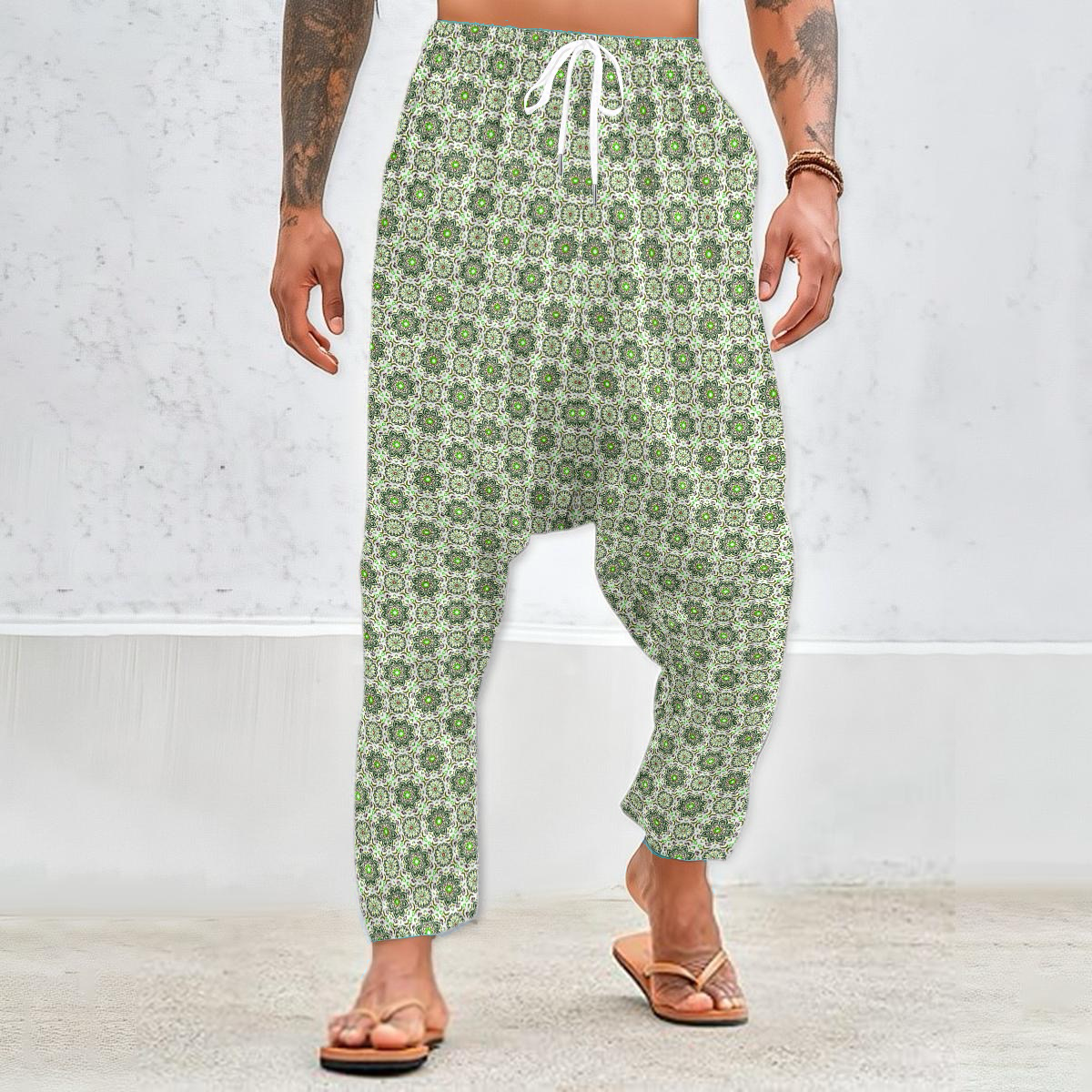 Green - Burgundy Velvet Harem Pants 214i
