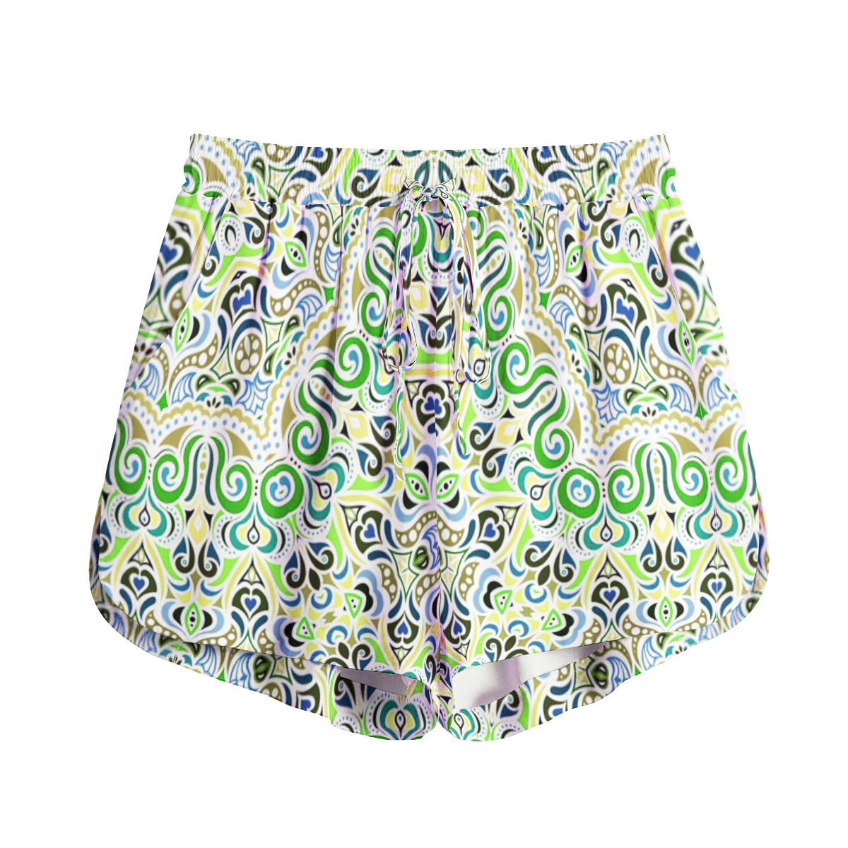 Green - Blue - Yellow Rayon Shorts