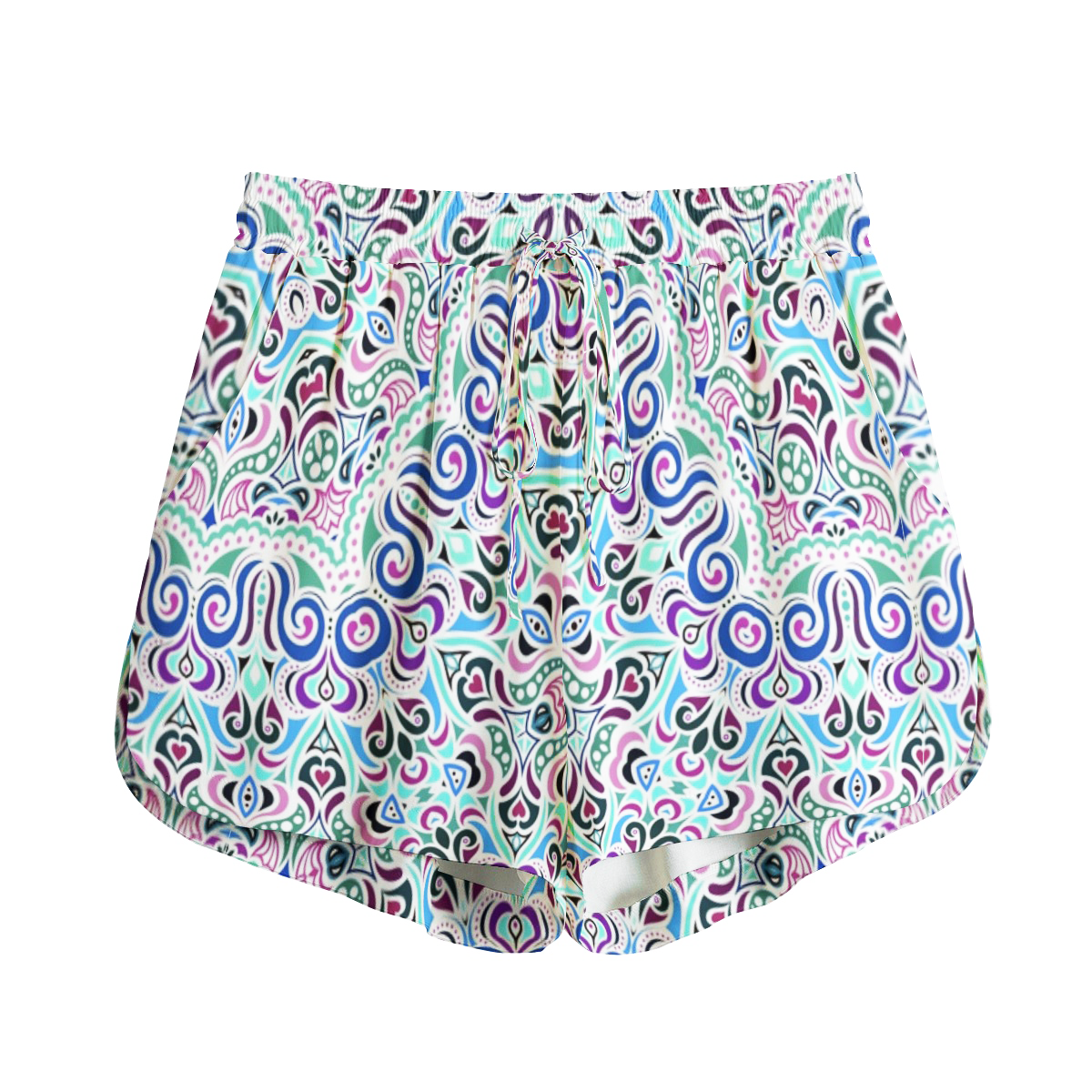 Turquoise - Blue - Pink Rayon Shorts