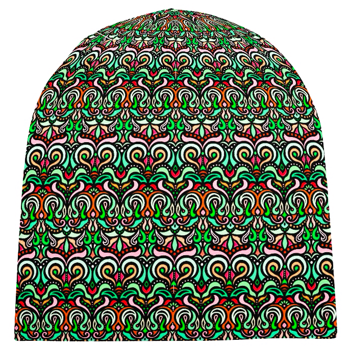 Green - Orange - Red Velvet Hat