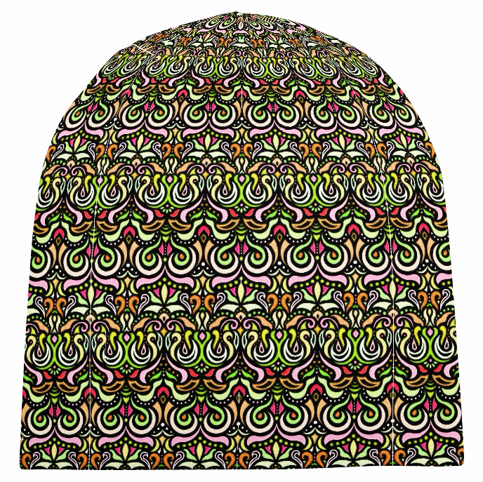 Green - Orange - Red Velvet Hat