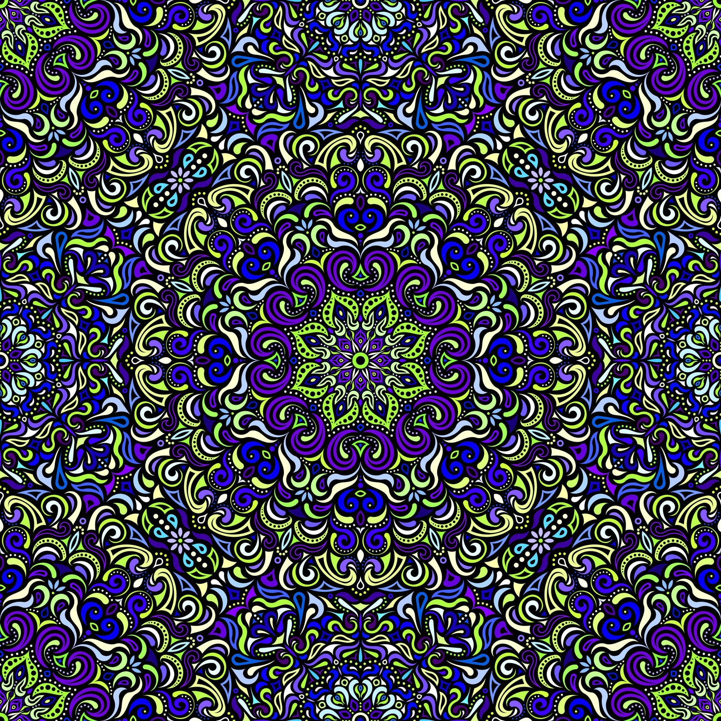 Blue - Green - Purple Mandala Fabric 2007.1