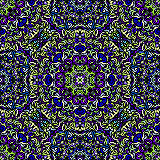 Blue - Green - Purple Mandala Fabric 2007.1
