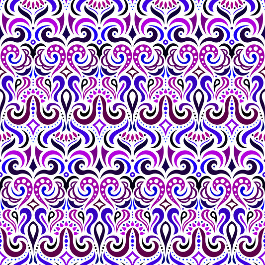 Purple - Blue Abstract Doodle Fabric 1001i