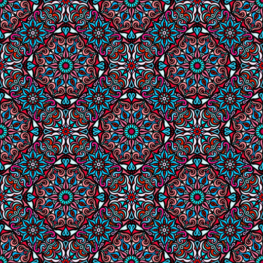 Red - Blue Mandala Fabric 2007.2