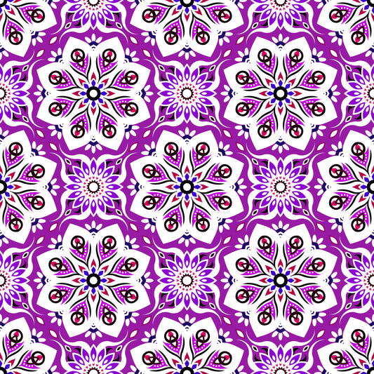 Purple - Red Mandala Fabric - 236i