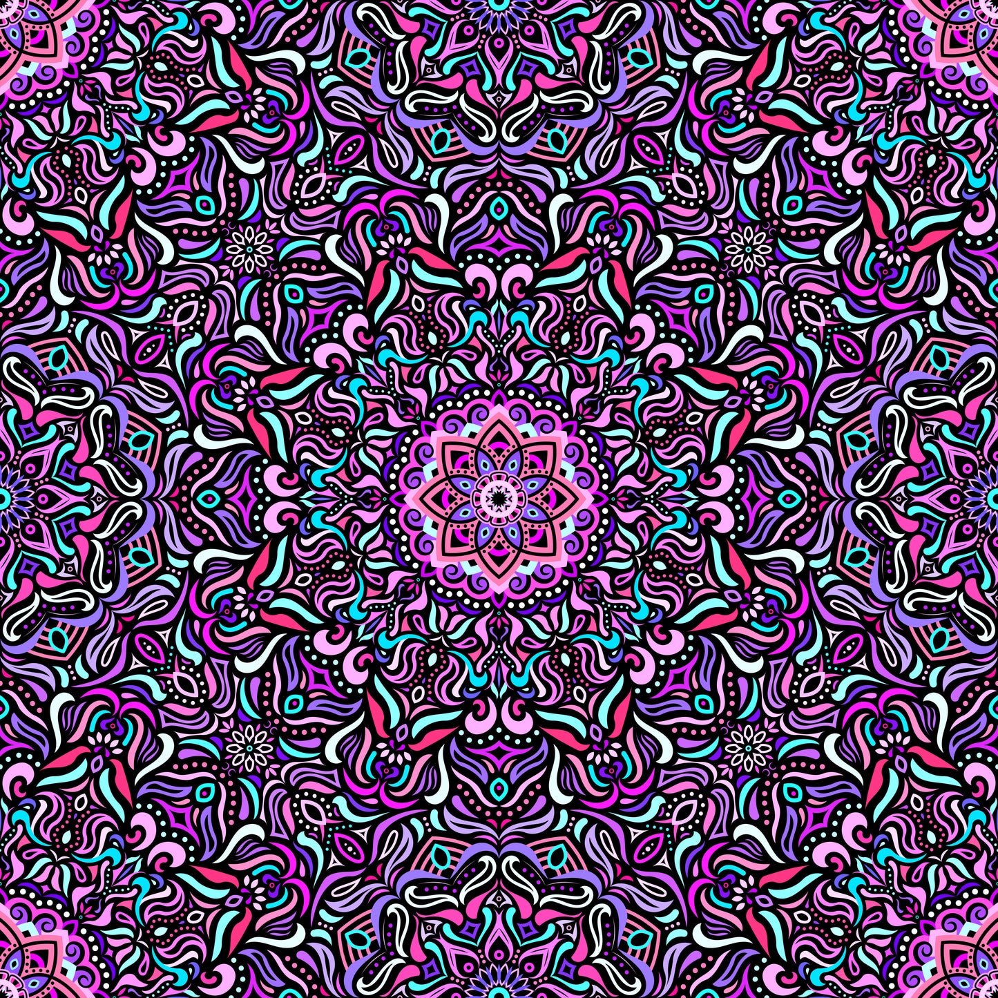 Pink - Turquoise - Purple Mandala Fabric 2009.1