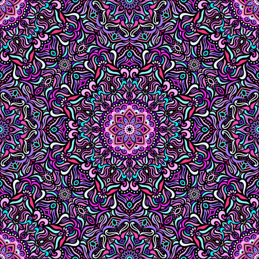 Pink - Turquoise - Purple Mandala Fabric 2009.1