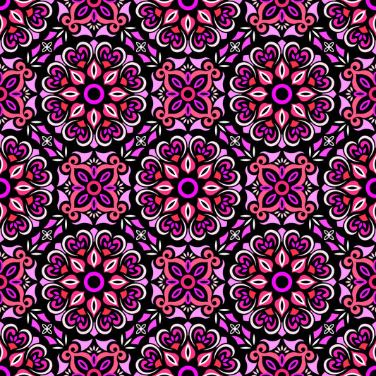 Pink - Red Mandala Fabric - 206