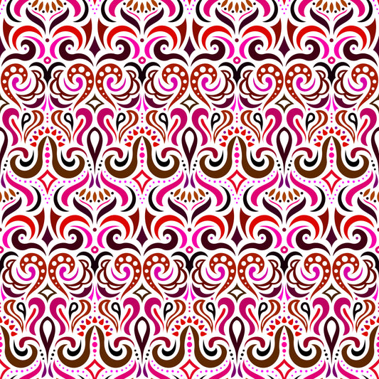 Pink - Red Abstract Doodle Fabric 1001i
