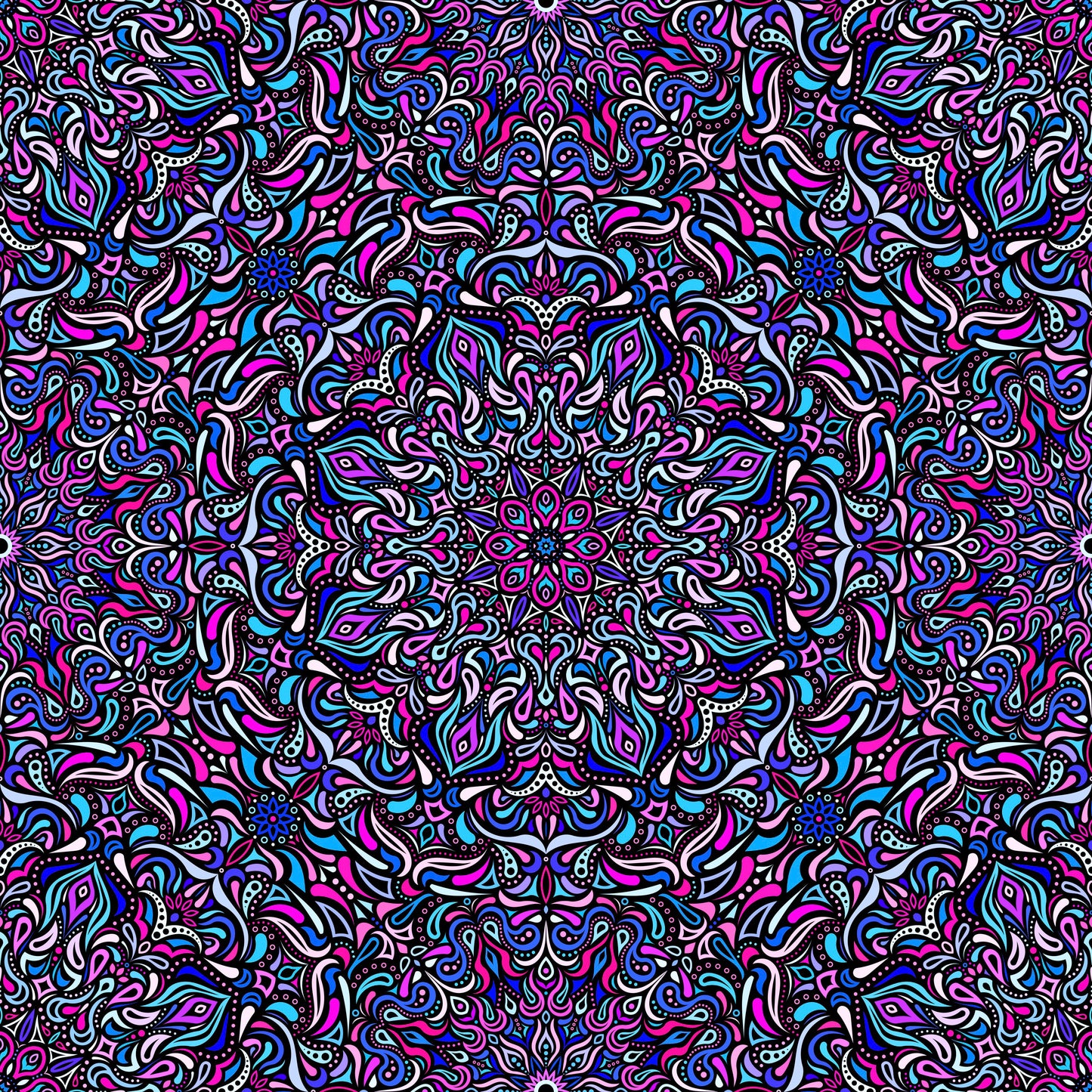 Pink - Blue - Purple Mandala Fabric 2008.1