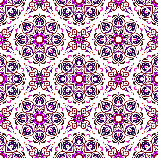 Purple - Pink - Red Mandala Fabric - 183i