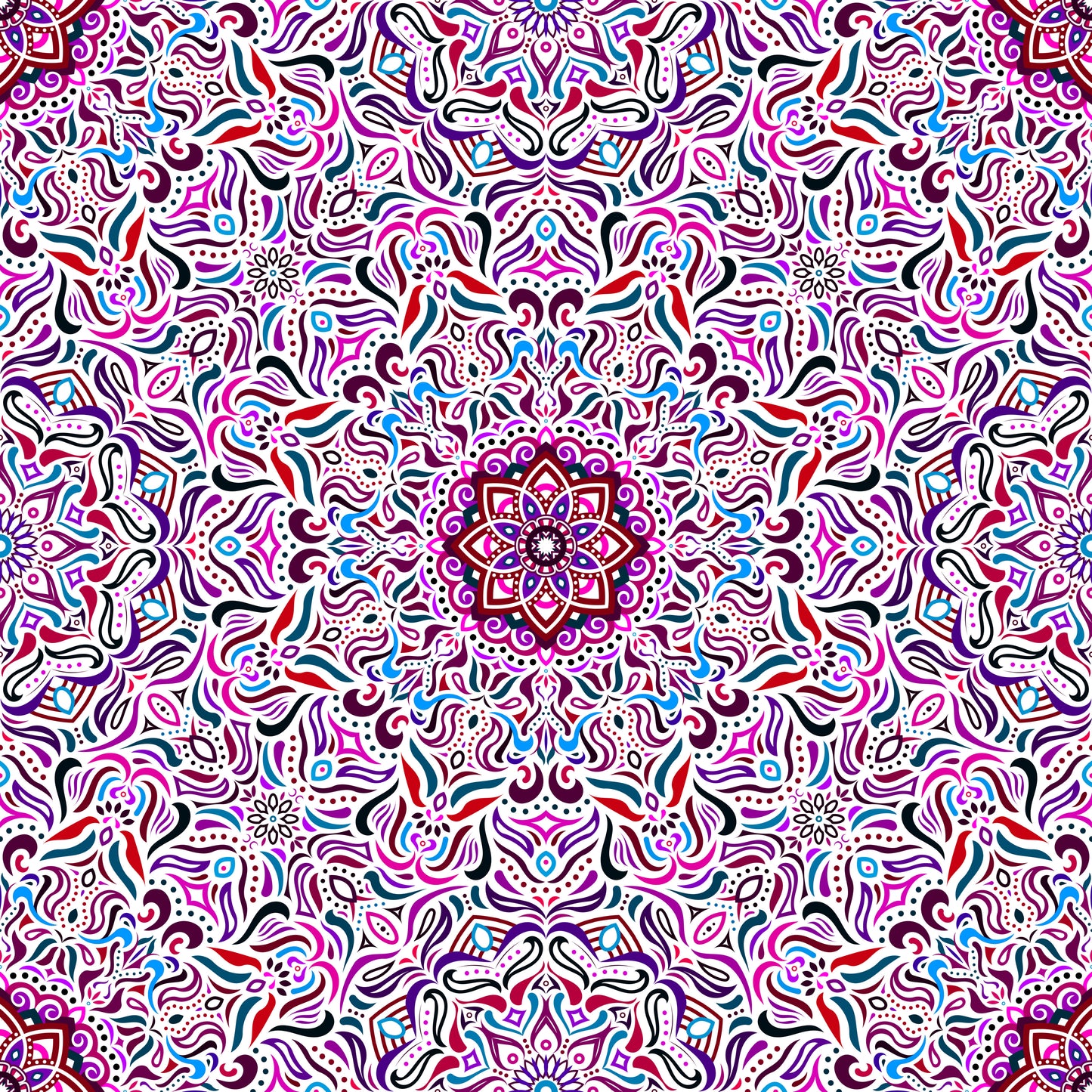 Blue - Red - Purple Mandala Fabric 2009.1i