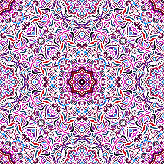 Blue - Red - Purple Mandala Fabric 2009.1i