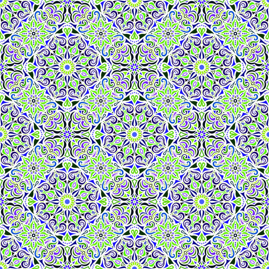 Green - Blue Mandala Fabric 2007.2i