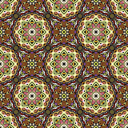 Yellow - Orange - Purple Mandala Fabric 2009.3