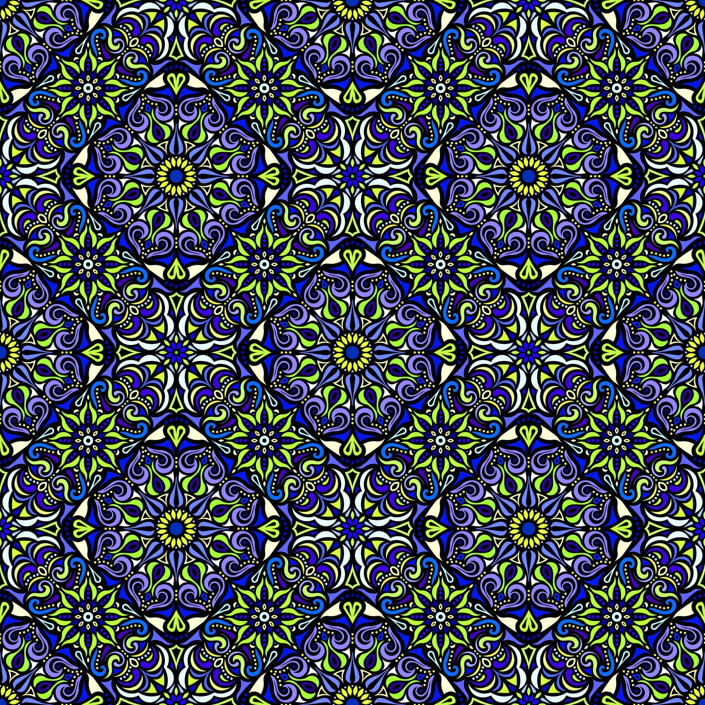 Blue - Green Mandala Fabric 2007.2
