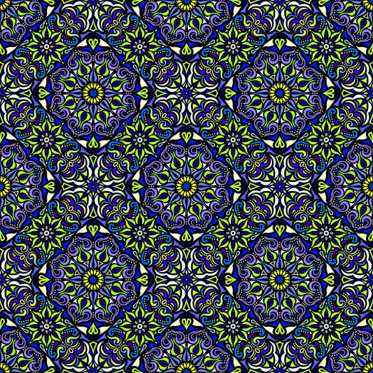 Blue - Green Mandala Fabric 2007.2