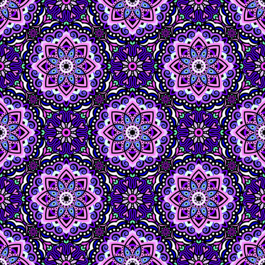 Purple - Pink - Turquoise Mandala Fabric 2009.3