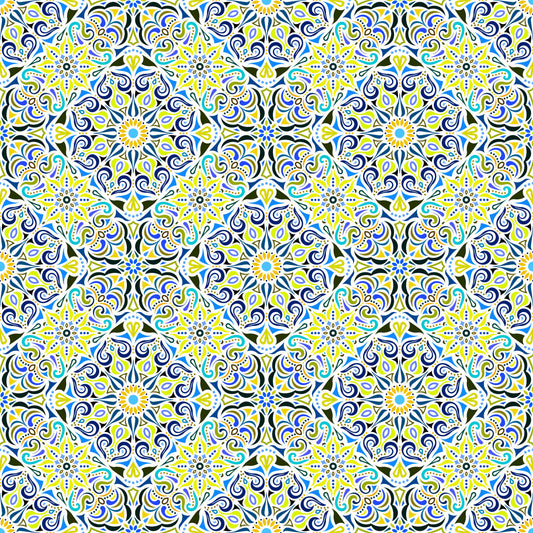 Yellow - Blue Mandala Fabric 2007.2i