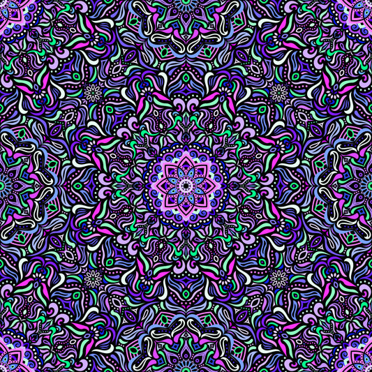 Purple - Turquoise - Blue Mandala Fabric 2009.1
